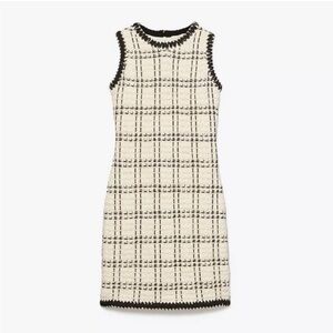 Tory Burch Black and Cream Tweed Dress